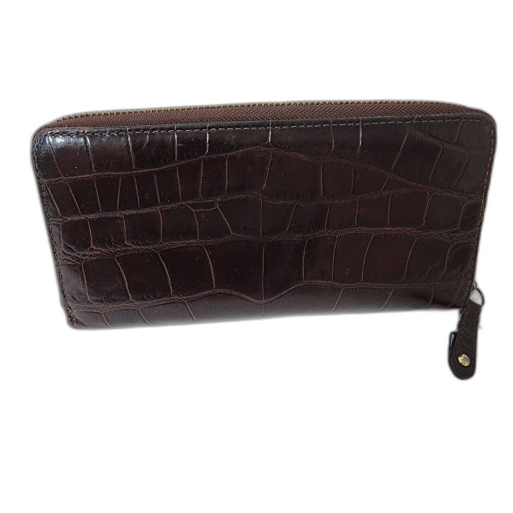 Coach Crocodile Embossed Leather Accordion Zip Wallet - Picture 3 of 10